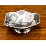 A silver beaded and crimped bowl, hallmark Birmingham 1970, maker Hampton Utilities,