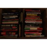 Two boxes of books, cars/commercial vehicles, approx fifty titles.