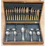 A Mappin and Webb silver plated canteen of cutlery, rat tail design,