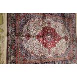 Ivory ground Kashmir rug traditional medallion design