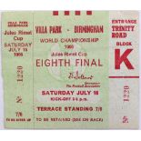 World Cup Memorabilia: A 1966 World Cup Eighth Final ticket dating to Saturday July 16th,