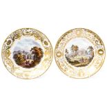 Two Derby hand painted plates of scenes from Cumberland and Geneva,