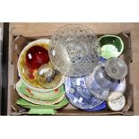 Beswick salad dishes (3) French fruit bowl, blue glass plates, cake stands,