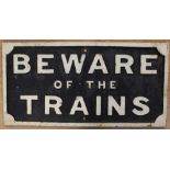Beware of Trains cast metal plate Lancashire and Yorkshire from crossing at Longton,