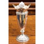 A 20th century silver vase with four pointed flared rim with applied bell-shaped drop flowers and