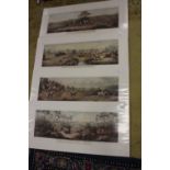 A set of four oblong aquatints, entitled 'Fox Hunting', with original colour,