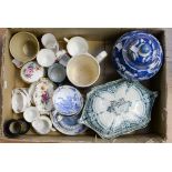 A box of assorted ceramics including Royal Worcester,