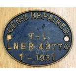 LNER repair coach plate