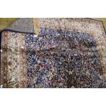 Blue ground Kashmir rug 'Tree of Life' design