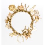 A 9ct gold Charm Bracelet, together with numerous 9ct and yellow metal charms 49.5 grams.