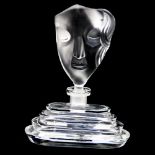 An Art Deco Czechoslovakian Desma glass perfume bottle, having stepped clear glass base,