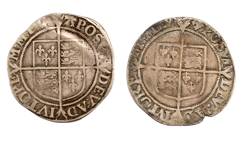 Elizabeth 1st Shillings 1560-61 mm Cross - Crosslets S2555A, 1582-84 mm A, - Image 2 of 2