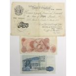 White Bank of England, 5 Pound Banknote, Beale 7th March 1950, P92-009304,