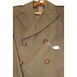 British Army Officers Greatcoat, "British Warm" pattern. Leather football buttons.