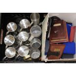 A collection of RAF tankards and RAF Fishing Association trophies.