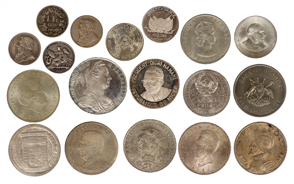 World Silver coins, South Africa Shillings 1894, 1896, Austria Maria Theresia Thaler 1780, - Image 2 of 2