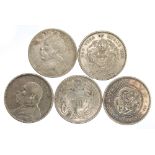 China, Silver Dollar 1908, 1919, 1921, Japan Silver Yen 1885,