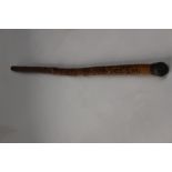 WW1 British Trench Art Wooden Walking Stick. 83cm in length.