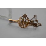 WW1 British Royal Flying Corps Sweetheart bar broach in 9 Carat Gold.