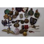 WW2 British enamel badges, include two Womens Land Army cap badges, four Free French enamel badges,