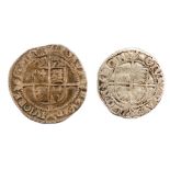 Elizabeth 1st Threepence 1572 mm Latin Cross, S2573, Half Groat 1592-95 mm Tun,