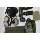 Collection of Israeli Defence Force items: two pairs of dust goggles (one in web pouch) two green