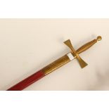 British Masonic Sword. 80cm bright steel blade. Etched decoration and retailer marked "Spencer & Co.