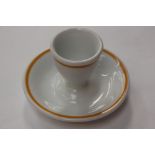 WW2 Third Reich Luftwaffe Ceramic Mess Hall Egg Cup. White with light brown border.