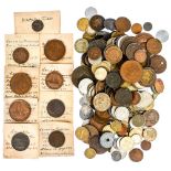 A bag of UK and World coins, includes Brazil, Canada, India, copper, bronze,