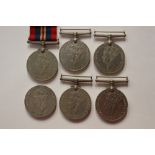 WW2 British War Medals 1939-1945. Lot of six medals in total.