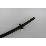 Japanese Sword with 66.5cm blade. Iron Tsuba. Black wooden Saya.