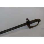 Victorian British Army Officers Sword. Etched VR Monogram to 78cm blade. No scabbard.