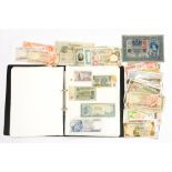 An album and bag of World banknotes