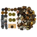 A bag of UK and World coins, Copper, Bronze,