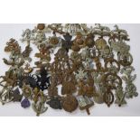 WW2 British cap badge collection. Over 50 different cap badges, mostly Line Infantry.