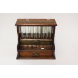 Coin/banknote sorting cabinet, circa 1900, mahogany with glass,