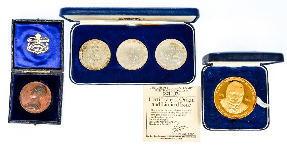 A set of three medallions in silver, - Image 5 of 5