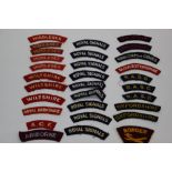 WW2 and later British cloth shoulder titles to include: Wiltshire, Royal Berkshire, RASC,