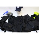 Lot of three different styles of Tactical Vests made by Mar'om Dolphin and two pistol belts (One