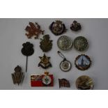 WW1, WW2 and later lapel badges. Including two "For Loyal Service" badges.