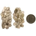 Silver threepence Pre 20 £1-60 approx, Pre 47 £1-20 approx with lead Medallion,