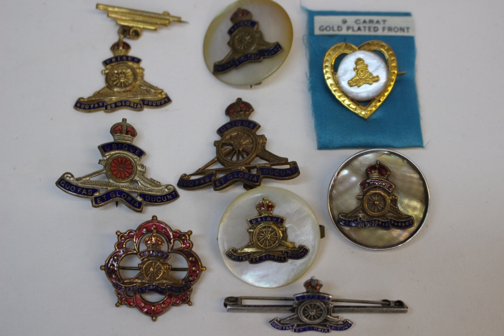 WW2 British Royal Artillery Sweetheart collection: One marked "Silver",