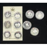 Silver proof Falkland Islands Golden Jubilee 2002 50 pence x 10 in red presentation case with