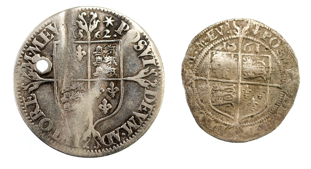 Elizabeth 1st Sixpence 1561 mm Pheon, S2560, Milled Sixpence 1562 mm Star,