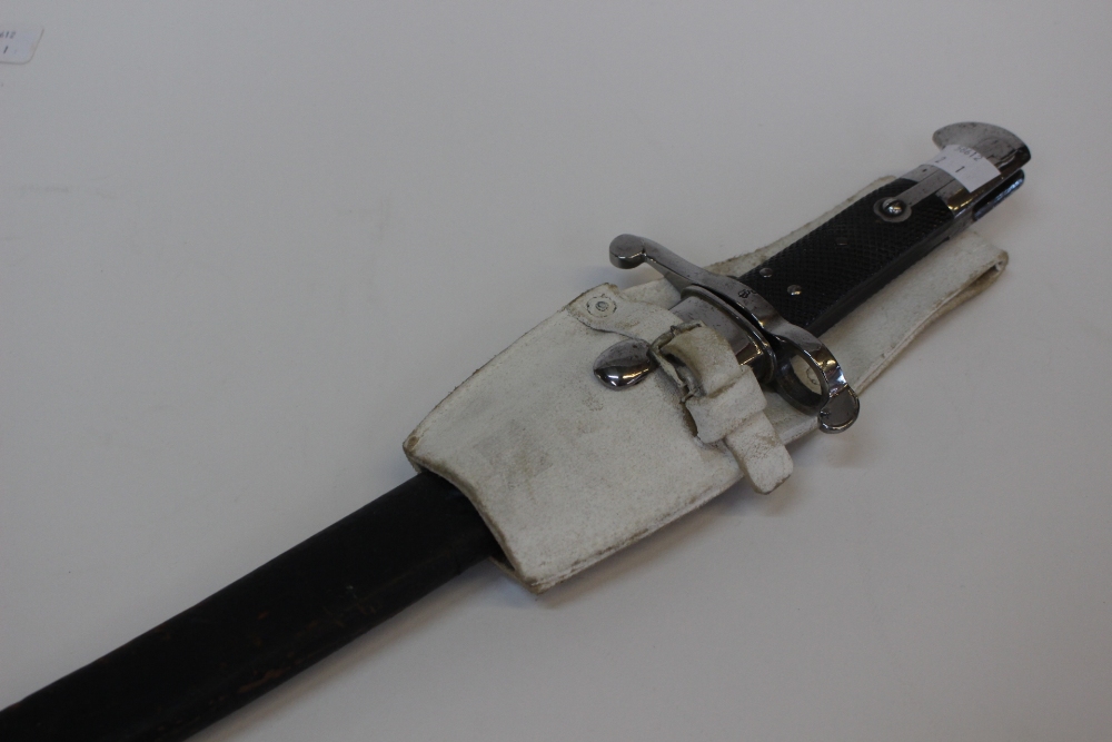 British Army Whitworth 1863 pattern bayonet and scabbard. Plated fittings. 58cm blade.