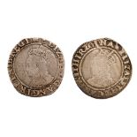 Elizabeth 1st Shillings 1560-61 mm Martlet, S2555, 1594-96 mm, Woolpack,