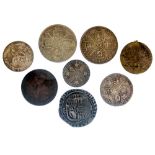 Charles 1st Shilling, Shilling 1787 x 2, 1916, Florins 1887 x 2, Sixpence 1787,