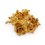 An Alan Martin Gard citrine and diamond 18ct yellow gold brooch circa 1966,