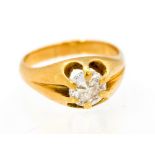 A Gents diamond solitaire 18ct gold gypsy signet ring,