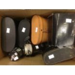 Angling and Bird Watching interest: a box of three fishing reels to include the ABU Cardinal 60